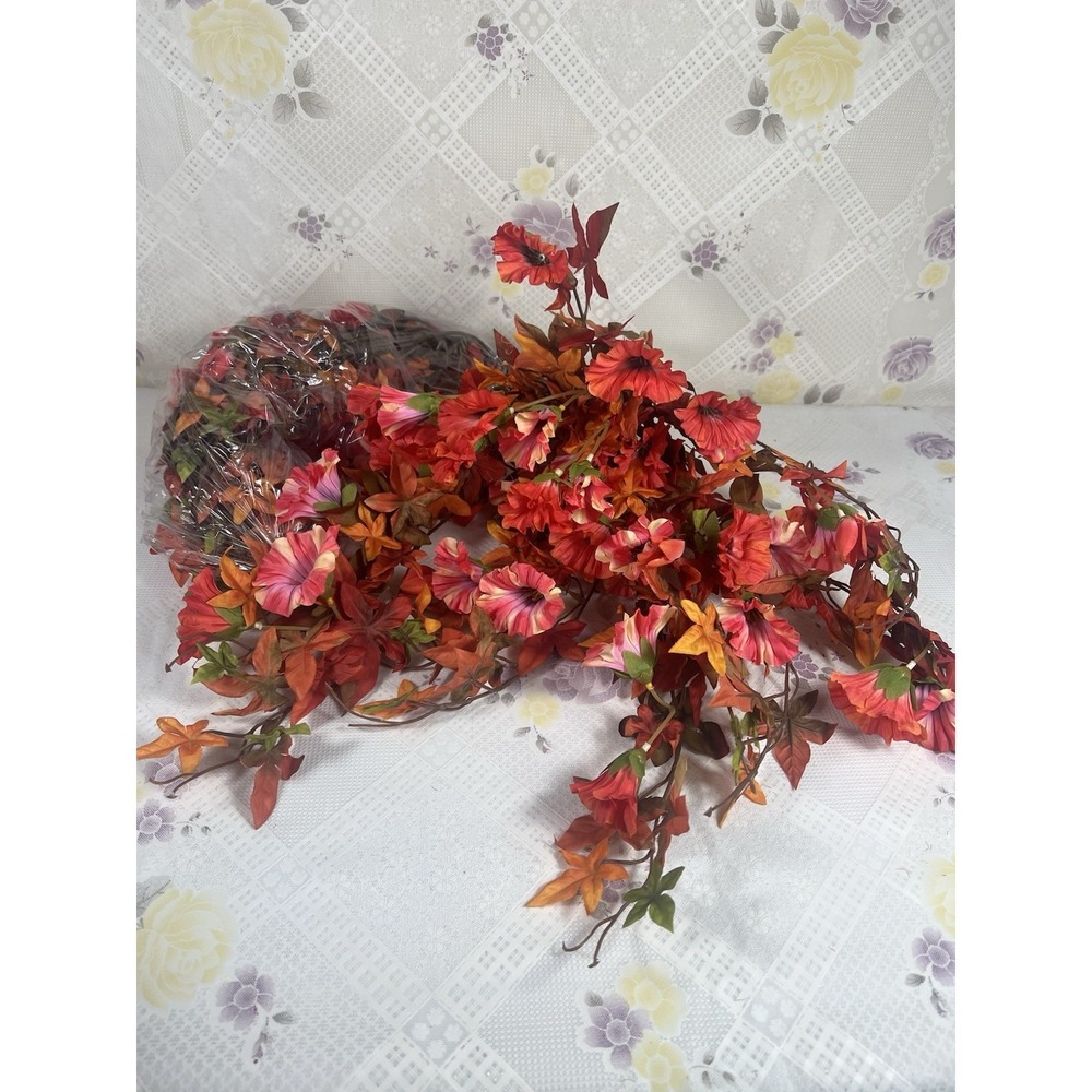Artificial Hanging Flowers Plants‎ for Outdoor Fall Decoration, 2PCS Faux Silk.